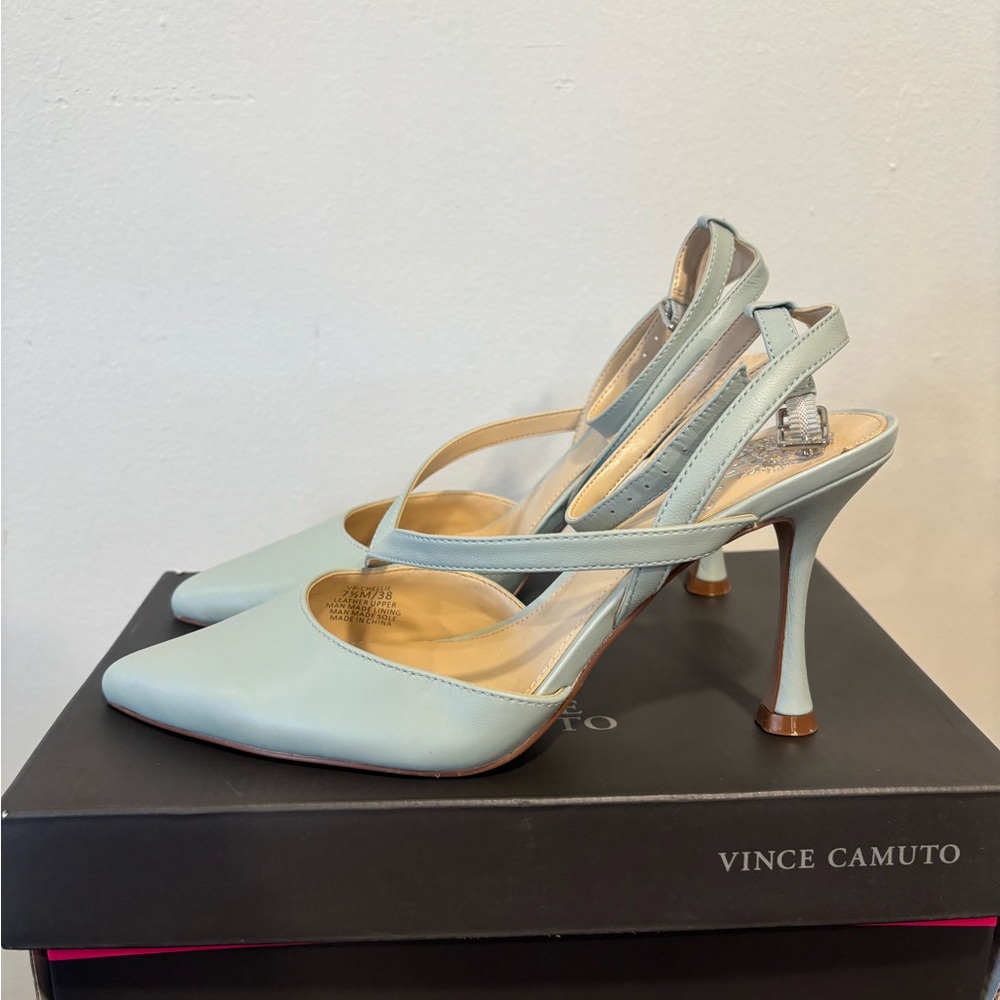 Vince Camuto Sky Blue/ Cool Mint Strappy Heels